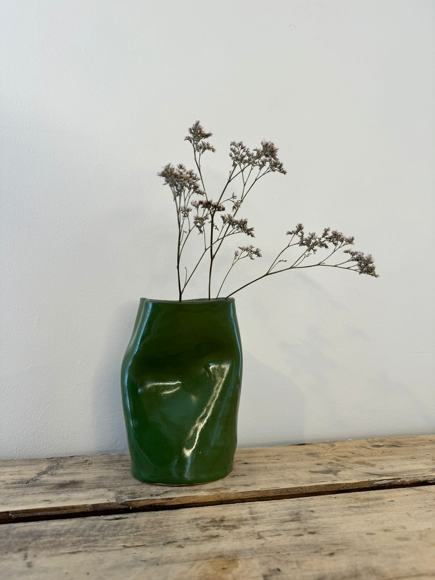 Vase en grès vert Collection Froissée